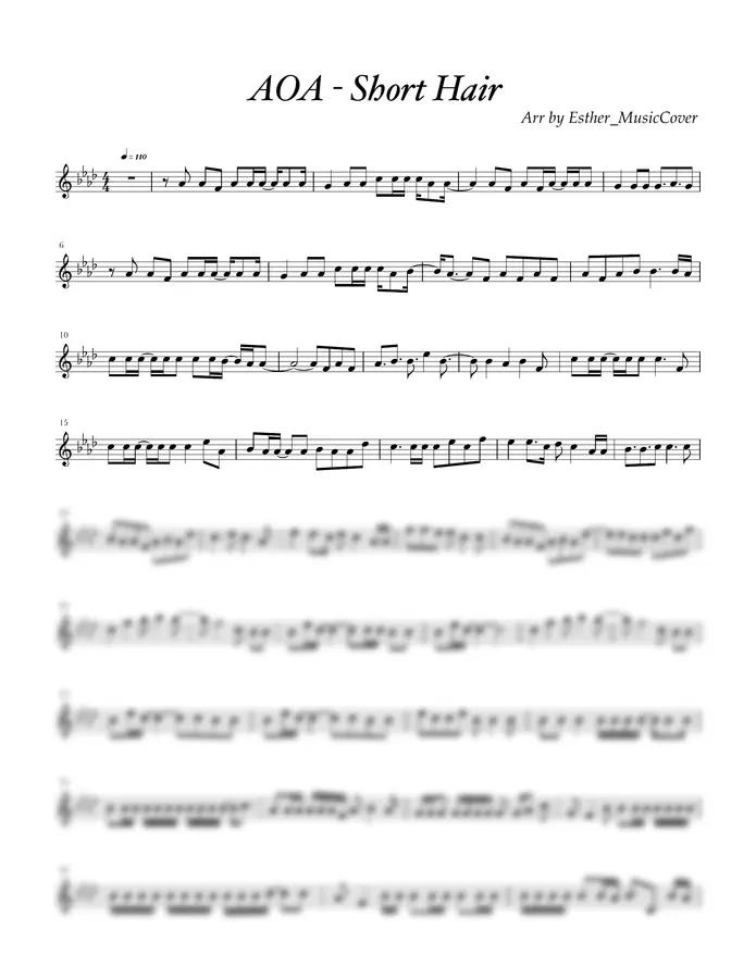 A.O.A - Short Hair (Bb) by Esther_MusicCover 1p 미리보기