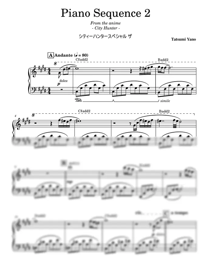 Tatsumi Yano - City Hunter - Piano Sequence 2 シティーハンタースペシャル ザ