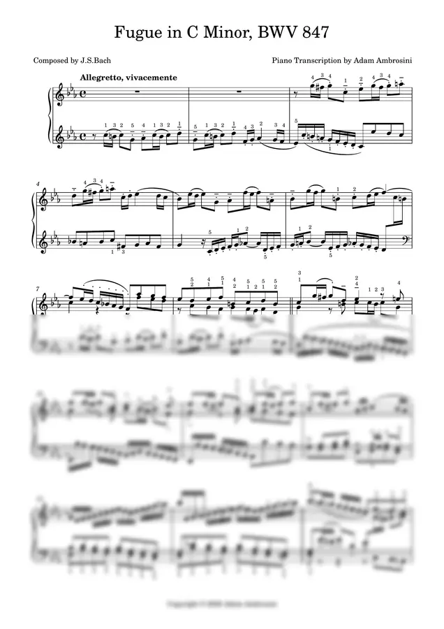 Johann Sebastian Bach - Fugue in C Minor, BWV 847