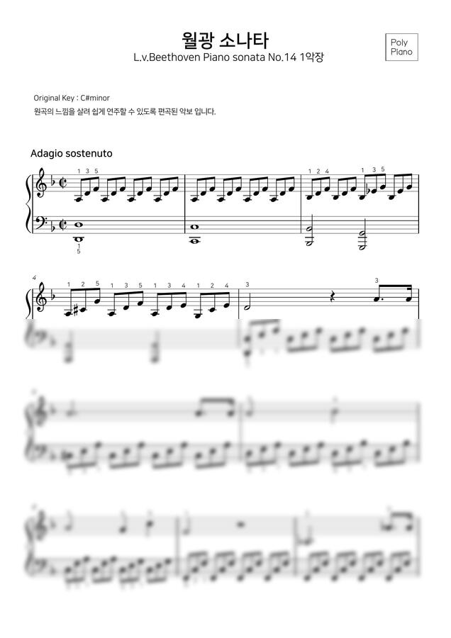 L.v.Beethoven - 월광소나타 1악장 (쉬운버전) by POLYPiano0