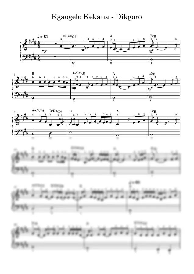 Kgaogelo Kekana - Dikgoro (PIANO SHEET)