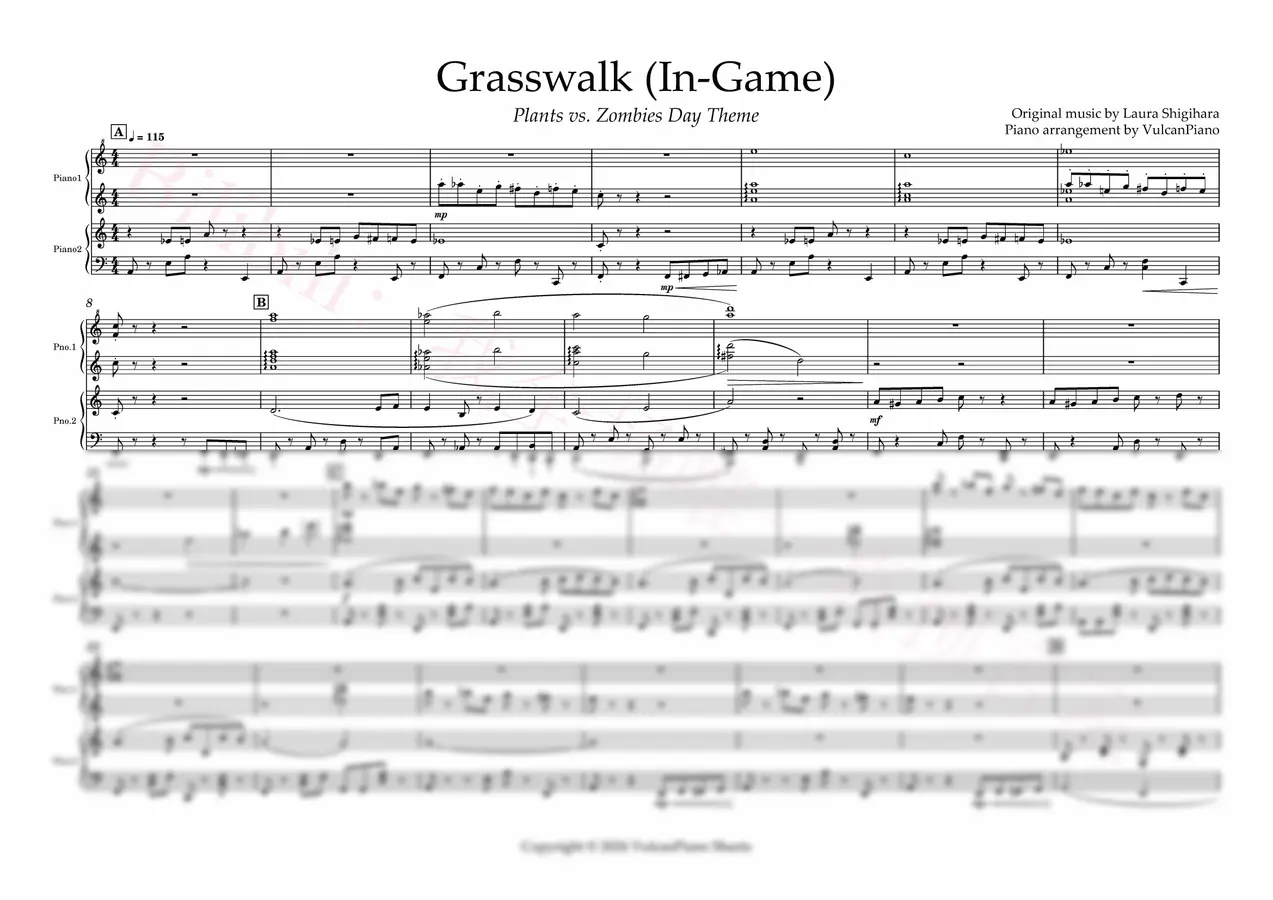 植物大战僵尸 - 【四手联弹】Grasswalk(In-Game)(Bilibili:我全场唯一真预言家)