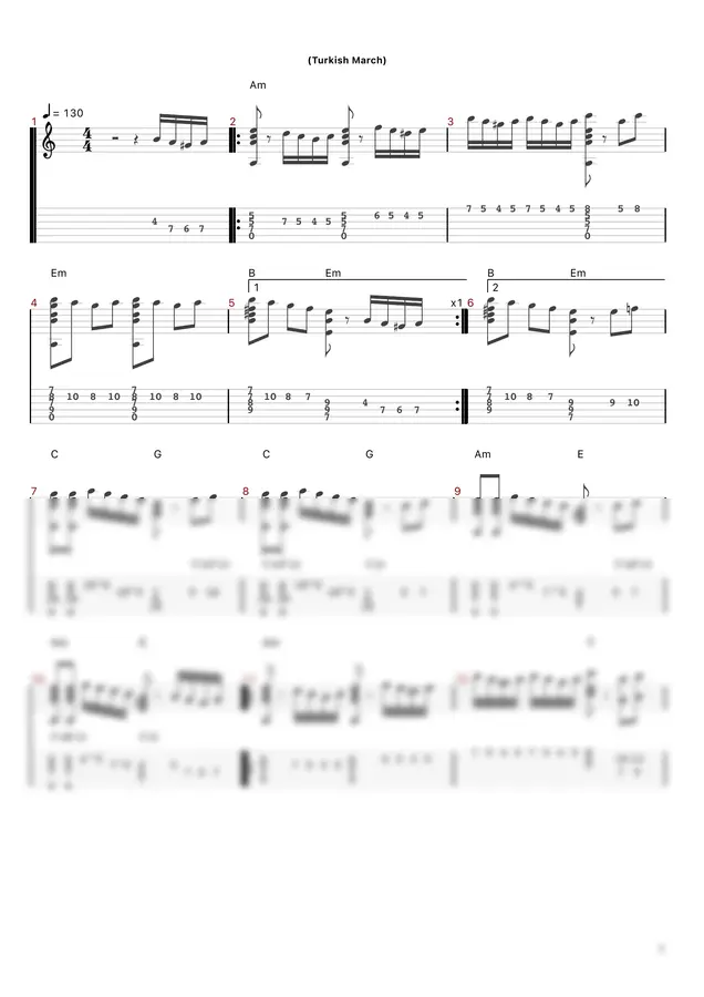 Mozart - Rondo Alla Turca (Turkish March) (Solo Guitar)