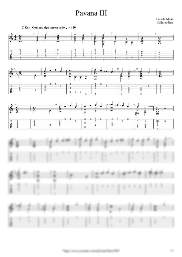 Luis de Milan - Pavana III by GuitarTabs0