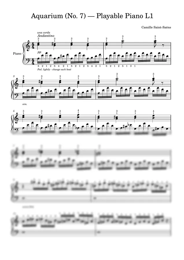 Camille Saint-Saëns - Aquarium (No. 7) — Playable Piano L1 (수족관 (Aquarium) — 작은 손을 위한 Playable Piano L1)