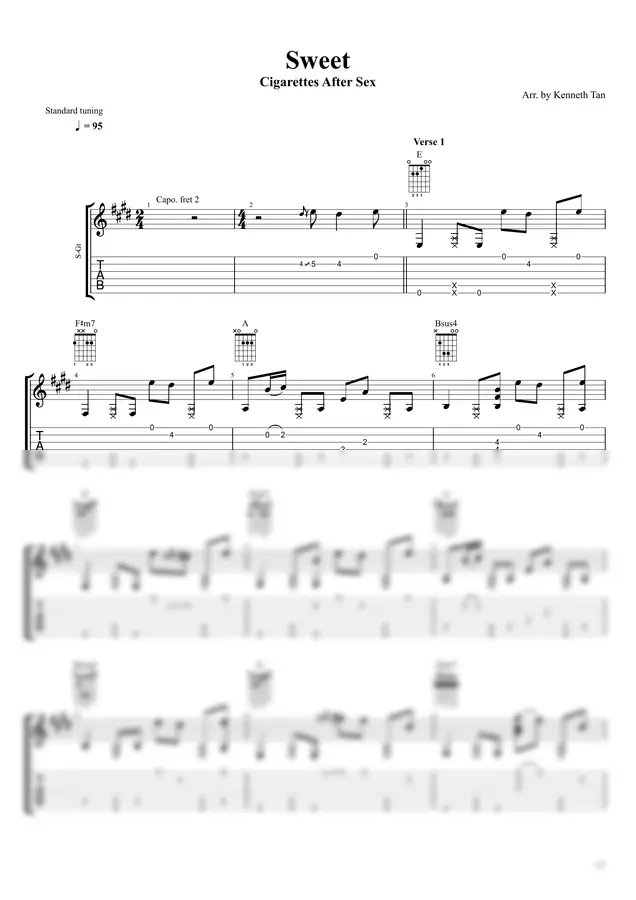 Cigarettes After Sex | Fingerstyle Guitar - Sweet