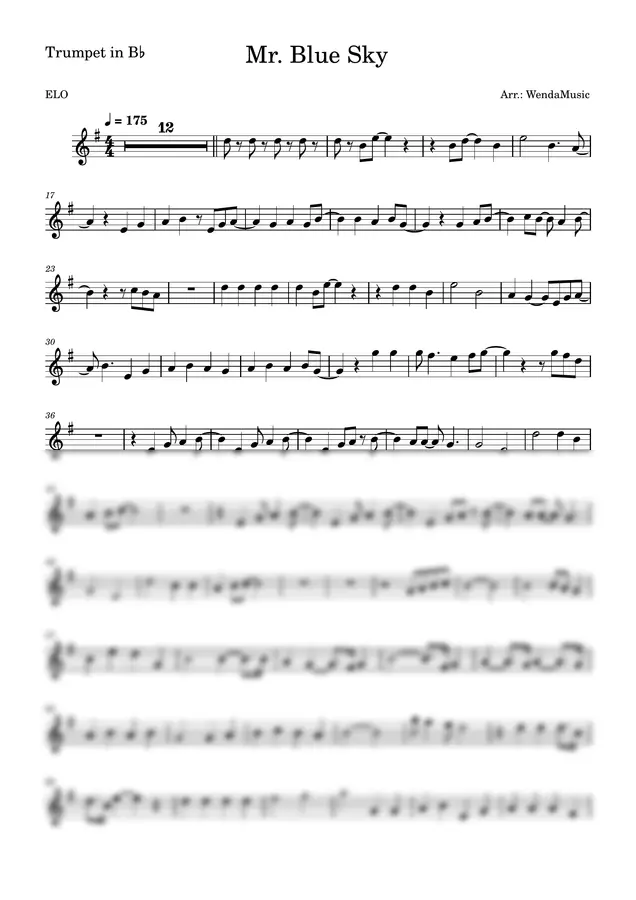 ELO - Mr. Blue Sky (Trumpet in Bb)