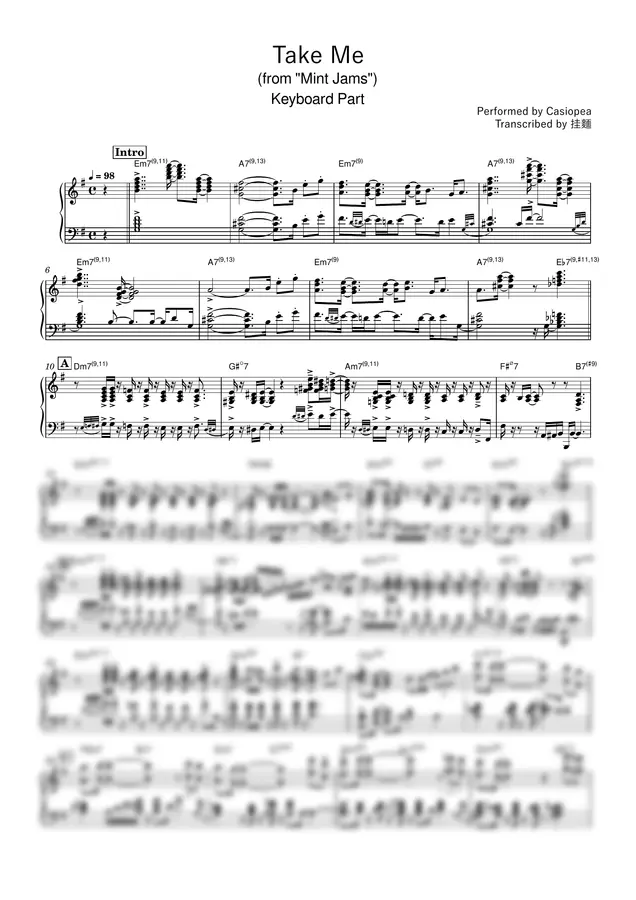 Casiopea - Take Me (Live at Chuo Kaikan Hall, Tokyo, Feb. 1982) (Keyboard Part)