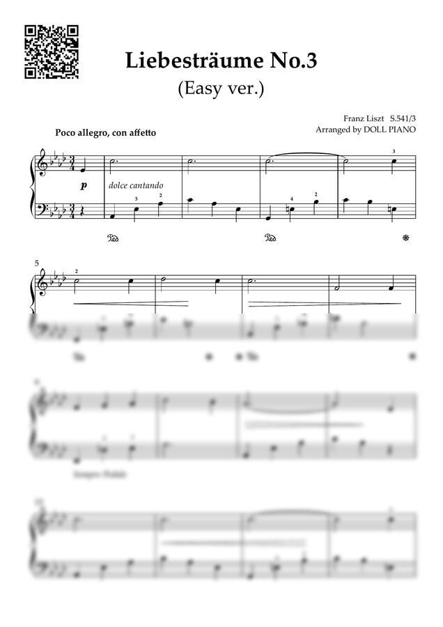 F. Liszt (리스트) - Liebestraum (사랑의 꿈) (쉬운버전, 2악보) by DOLL PIANO0