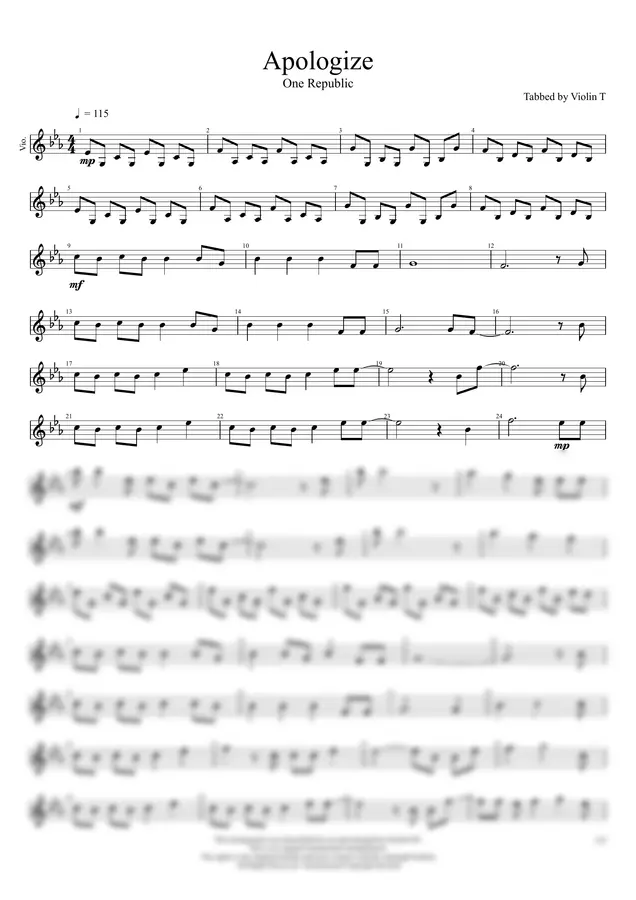 One Republic - Apologize (Violin)