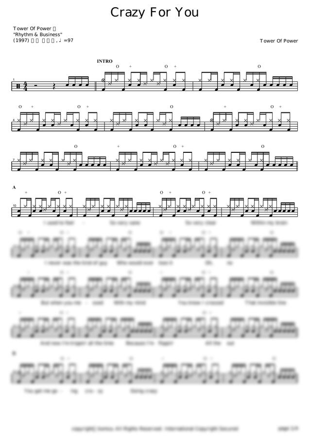 악보 > Tower Of Power Crazy for You by 카피드럼