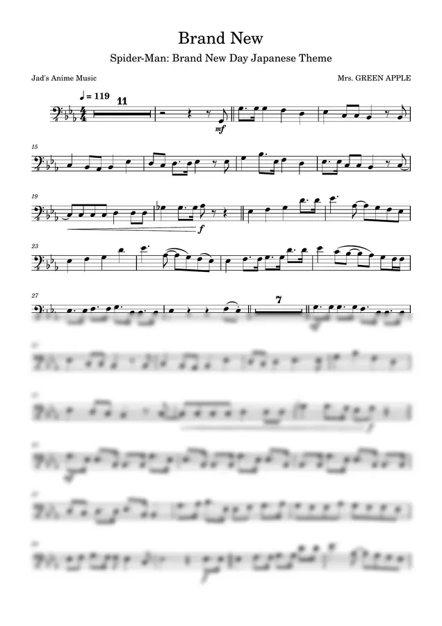 Mrs. GREEN APPLE - Brand New (Tuba) by Jad's Music Vault 1p 미리보기