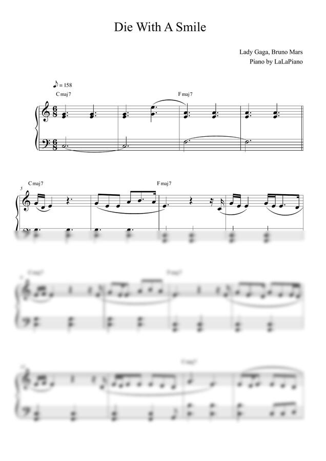 Lady Gaga, Bruno Mars - Die With A Smile (쉬움 / C Major)