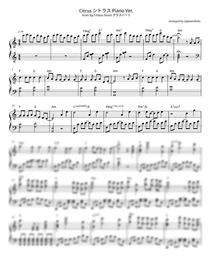 Takeru Satoh 佐藤 健 - Citrus シトラス Piano Ver. from Ep 5 Glass Heart グラスハート