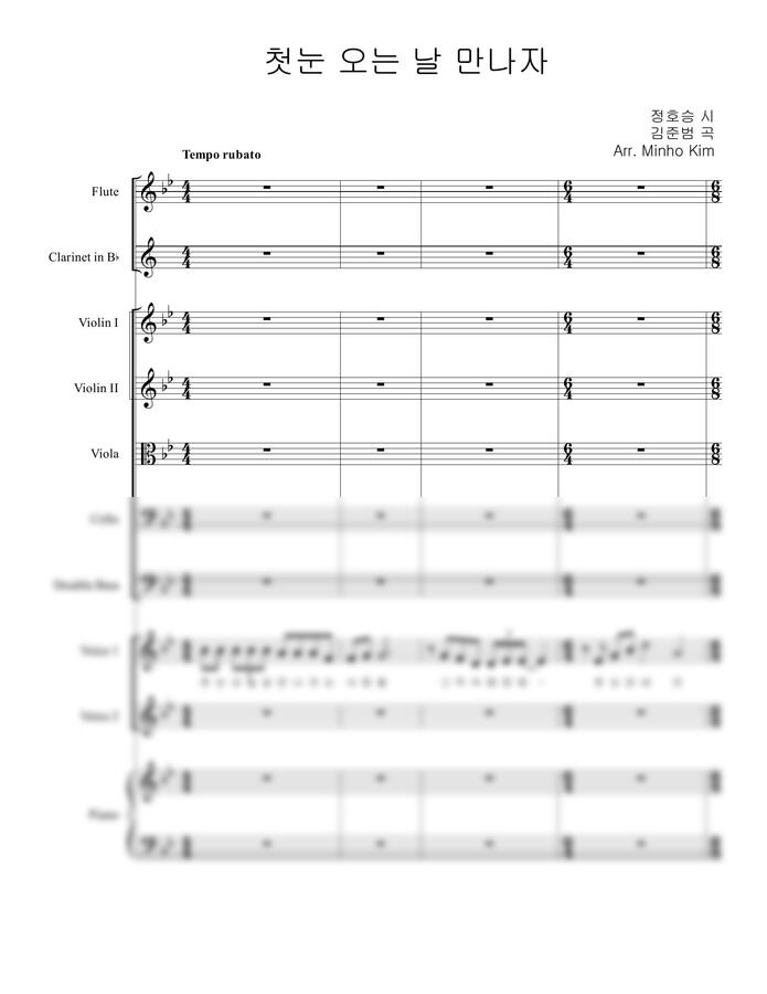 김준범 - 첫눈 오는날 만나자 (반주용 악보) by Minho Kim0