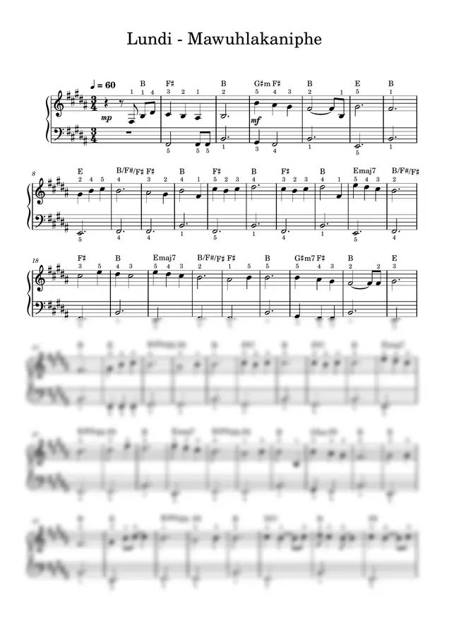 Lundi - Mawuhlakaniphe (PIANO SHEET)