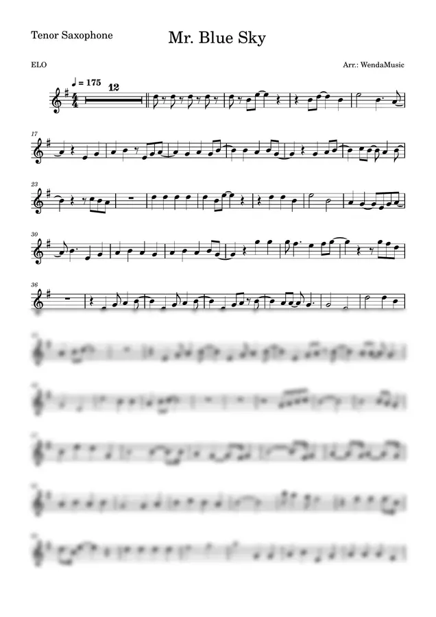 ELO - Mr. Blue Sky (Tenor Sax)