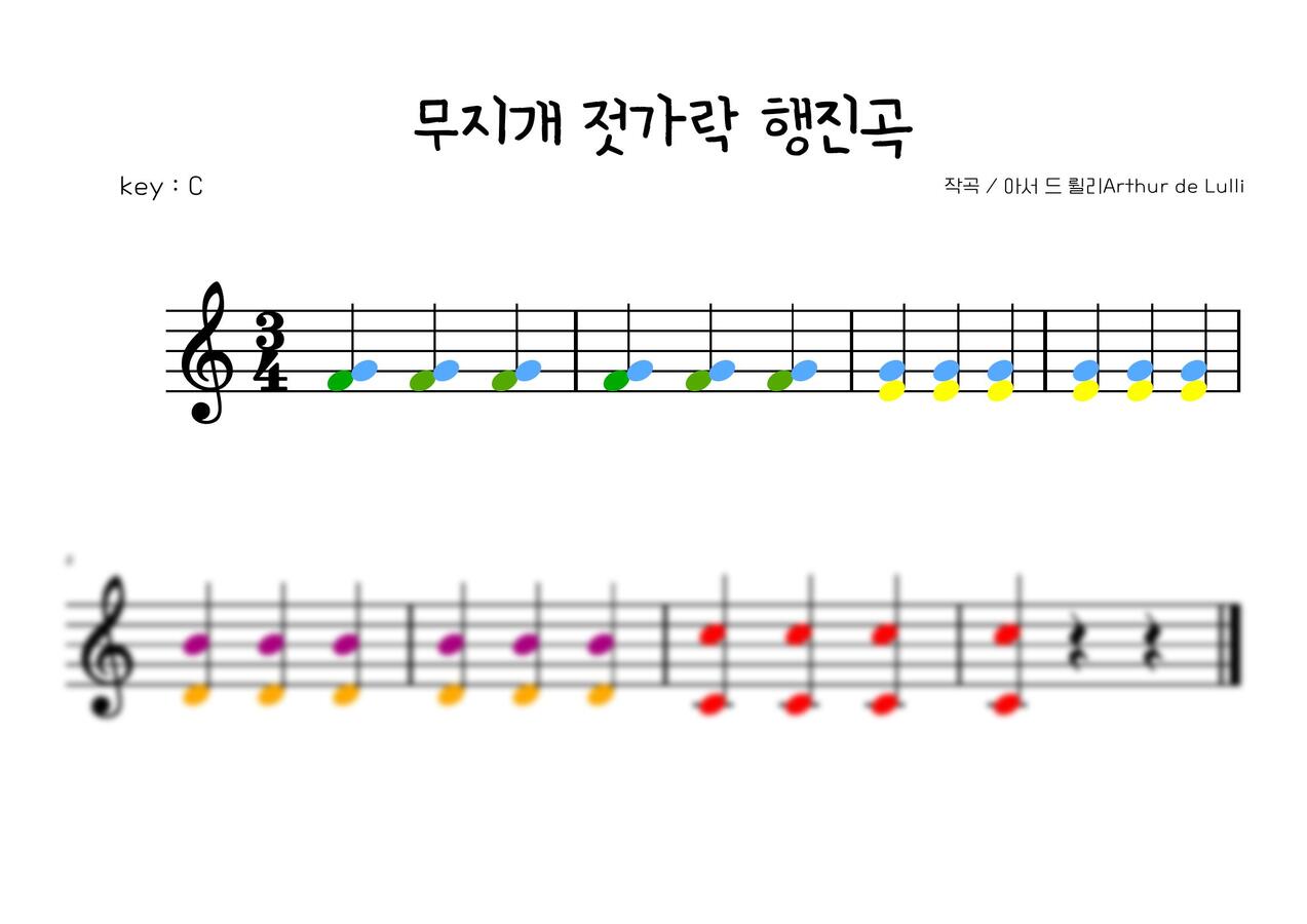 젓가락행진곡 (무지개악보, 유아)