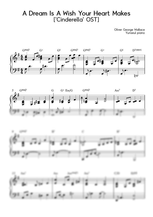 악보 신데렐라 Ost A Dream Is A Wish Your Heart Makes Disney Piano By 윤슬피아노