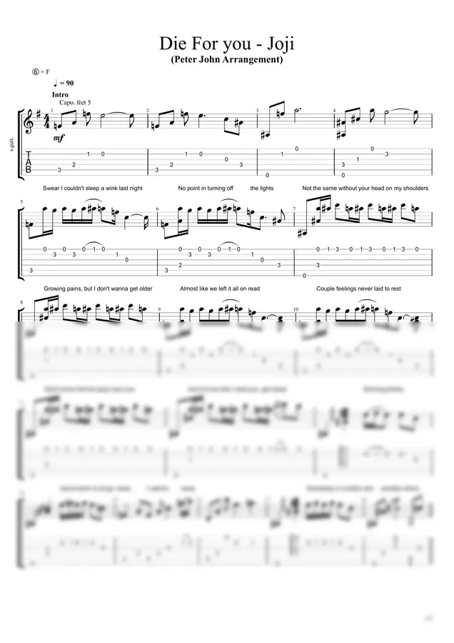 Peter John Arrangement - Die For You - Joji