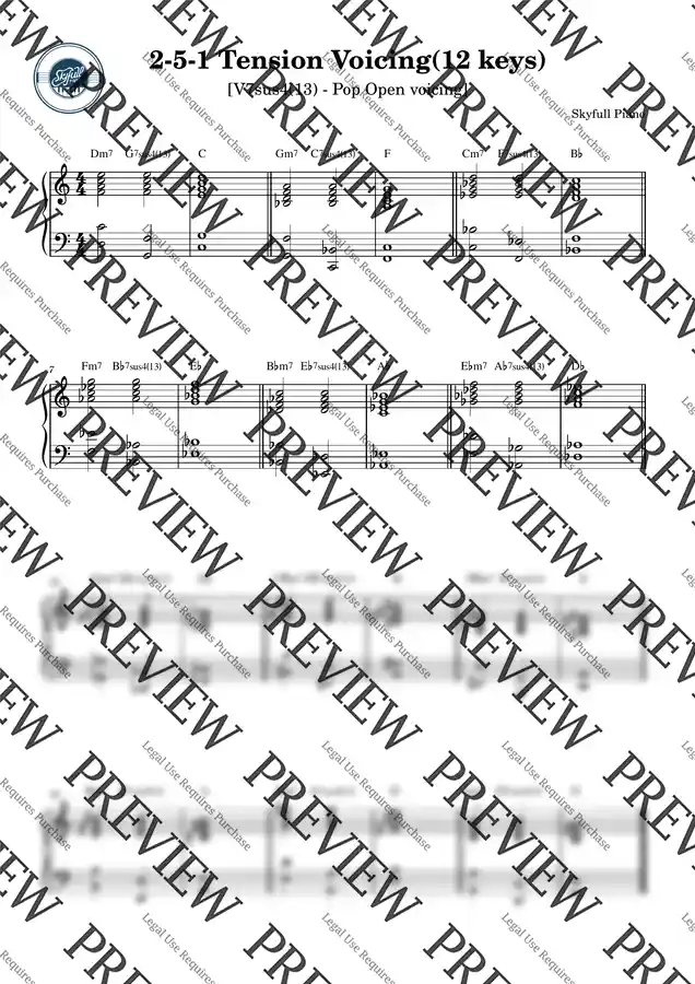 Skyfull Piano - (2) 2-5-1 Tension Voicing(12 keys)_V7sus4(13) Pop Open Voicing