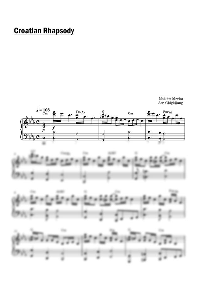 Maksim Mrvica - Croatian Rhapsody/막심 므라비차 크로아티안 랩소디 (적은 옥타브) by 키키정0