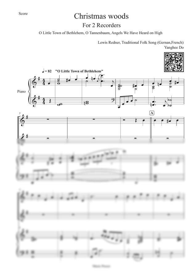 Lewis Redner, Traditional Folk Song - Christmas Woods - 리코더 듀엣 (목가적인 캐롤) by Music Presso0