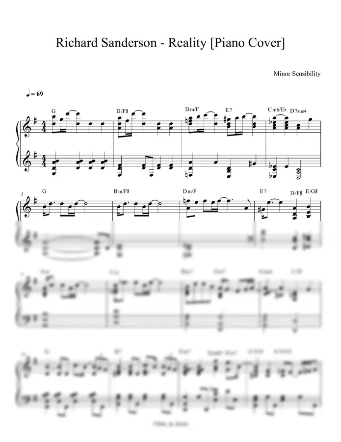 리차드 샌더슨 - Reality (피아노 커버)