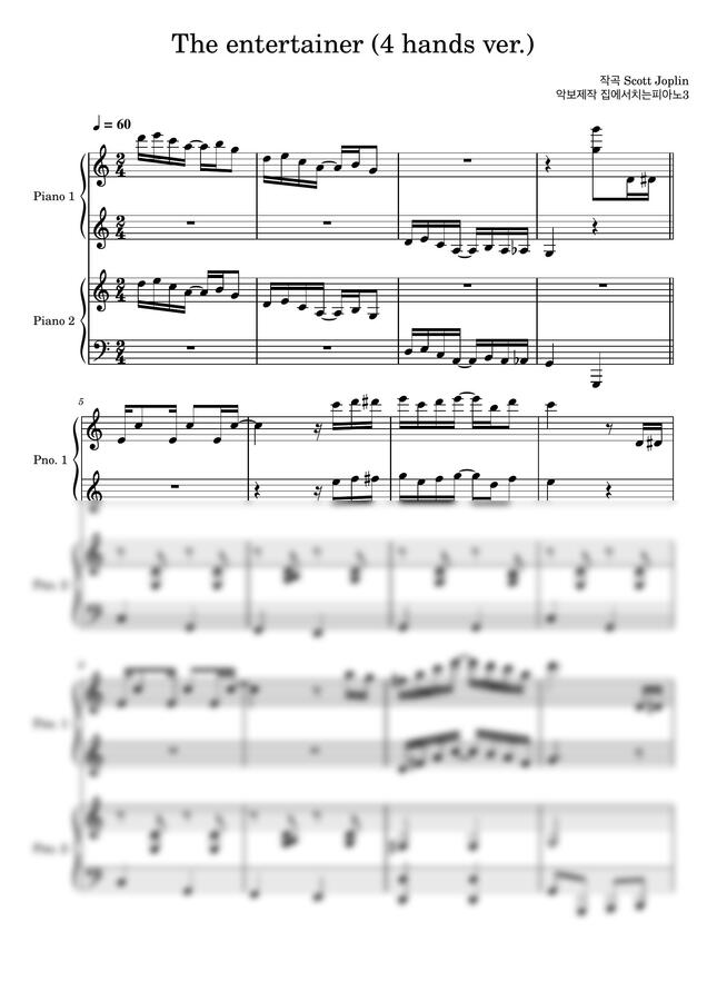 Scott Joplin - The entertainer (4 hands, Simple)
