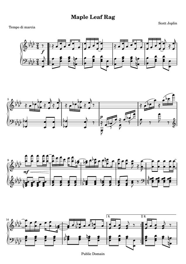 스캇 조플린 maple leaf rag 악보