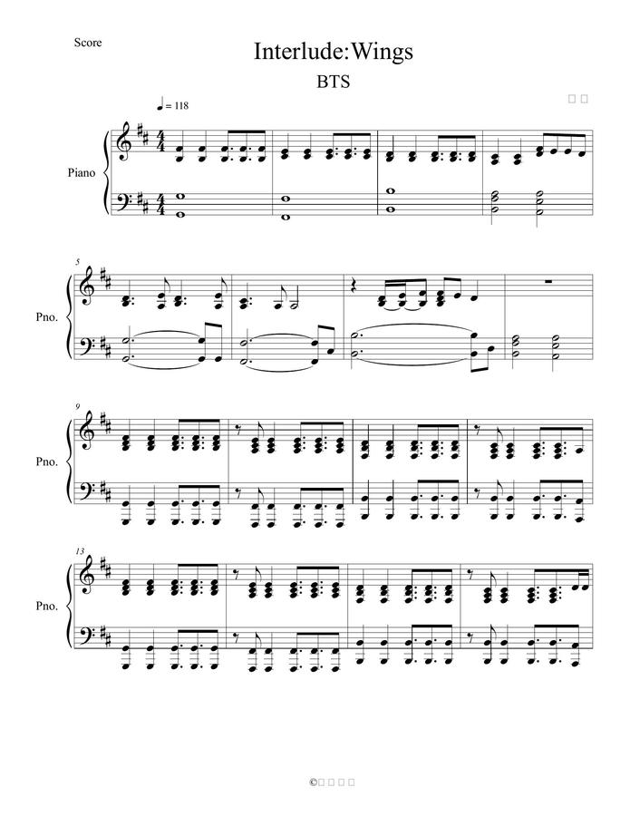 악보 > 방탄소년단 (BTS) Interlude Wings by 센성