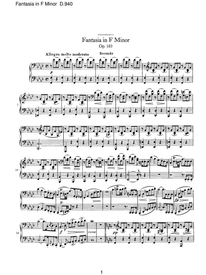 슈베르트 Fantasia F MInor D.940 (연탄곡)