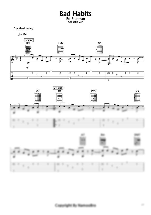 악보 > Ed Sheeran Bad Habits by NamooBro