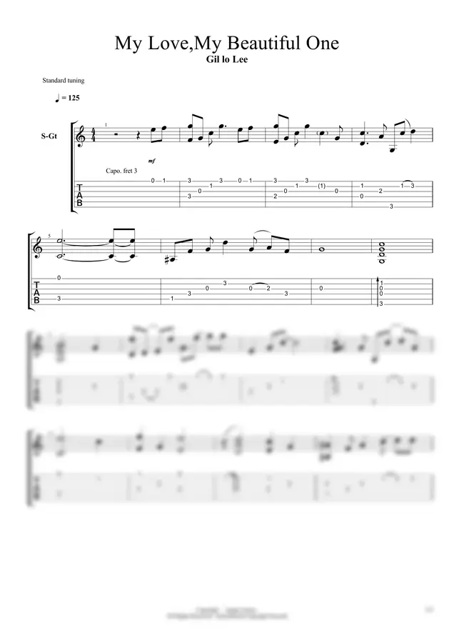 이길로 - 나의 사랑 나의 어여쁜 자야 (나의 사랑하는 자의 목소리) by 「Agape Guitar」 1p 미리보기