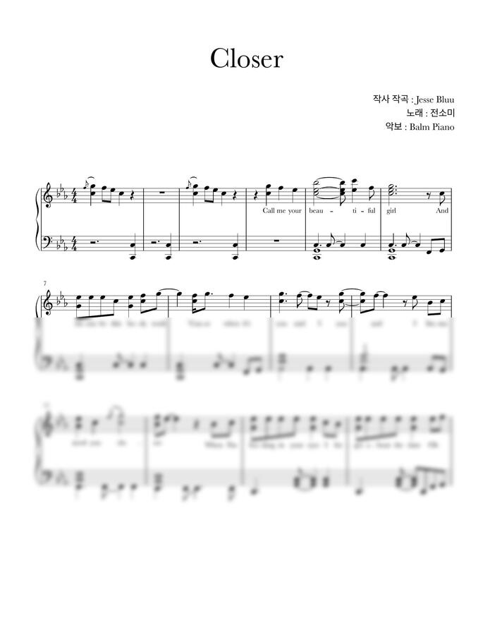 전소미 - Closer (계이름 악보) by Balm Piano0