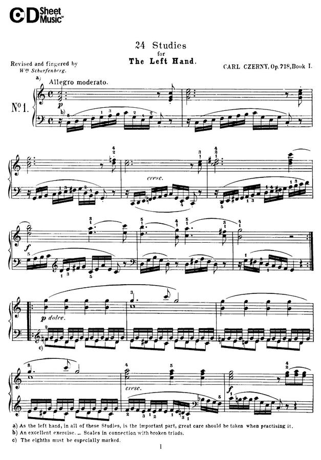 C. Czerny (체르니) - 왼손을 위한 24개의 연습곡 op.718