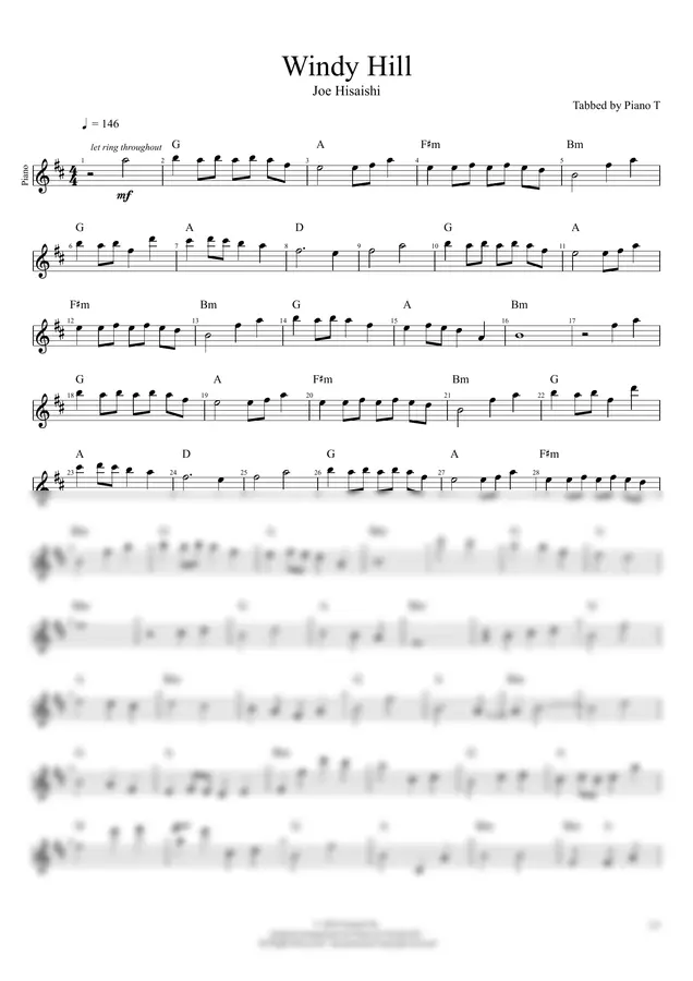 羽肿 - Windy Hill (Piano)