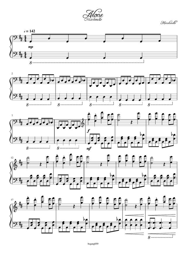 악보 > Marshmello Alone (초6제작악보) by bsgang059(백강현)