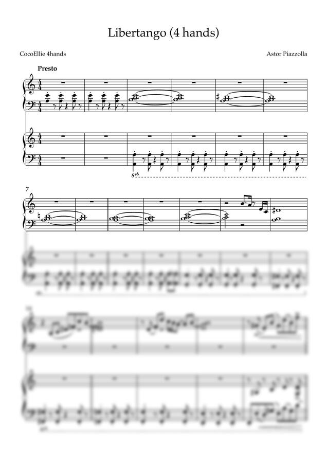 A. Piazzolla (피아졸라) - Libertango (리베르탱고) (4 hands, 어려운 악보) by 코코엘리0