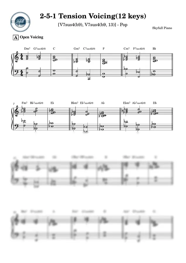 Skyfull Piano - (4) 2-5-1 Tension Voicing(12 keys)_V7sus4(b9), V7sus4(b9,13)