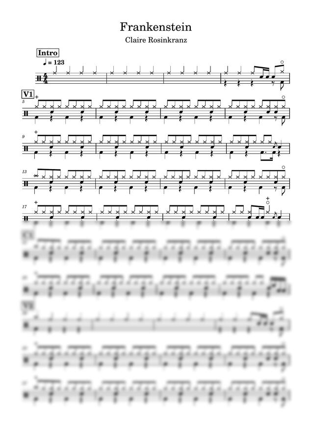 Claire Rosinkranz - Frankenstein (드럼악보) by Drummer KWI0