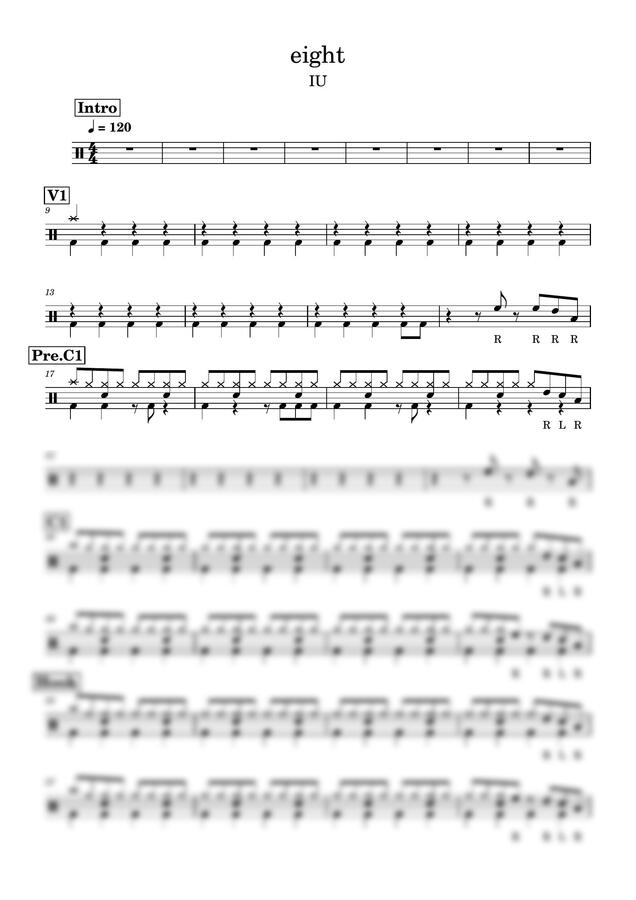 아이유 - 에잇 (드럼악보) by Drummer KWI0