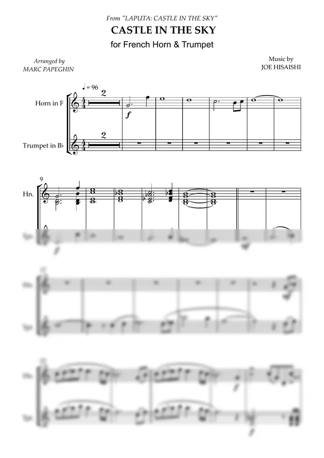 Hisaishi Joe - Castle in the Sky - Main Theme (Horn & Trumpet)