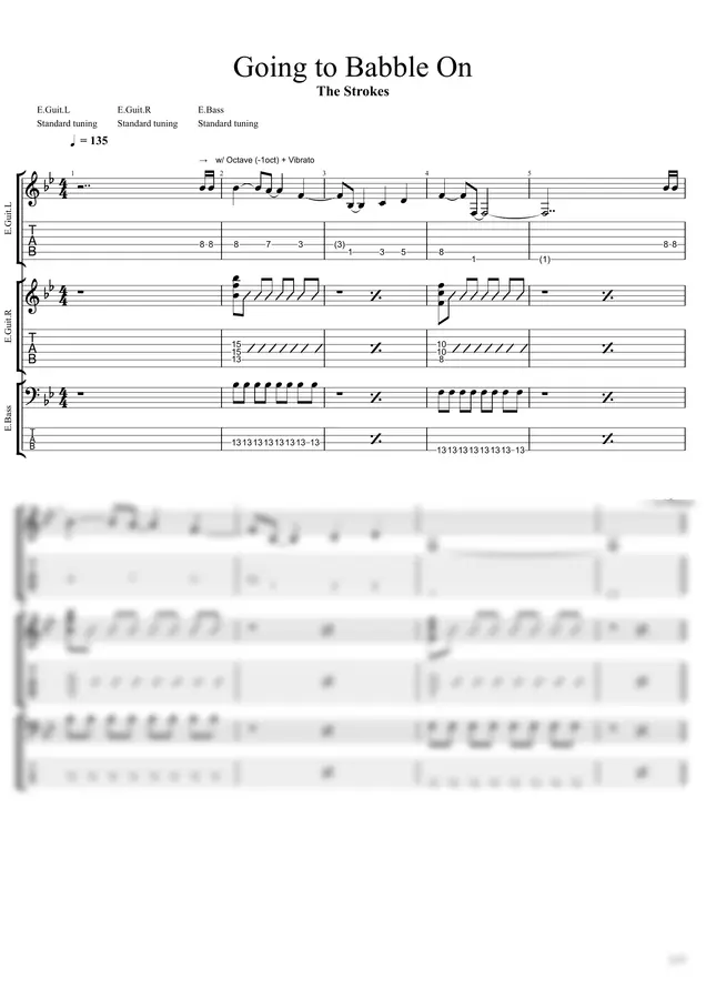 The Strokes - Going to Babble On (Band Score)
