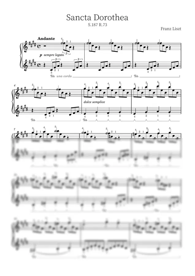 Franz Liszt - Sancta Dorothea S.187 R.73 (指番号・ペダルあり)