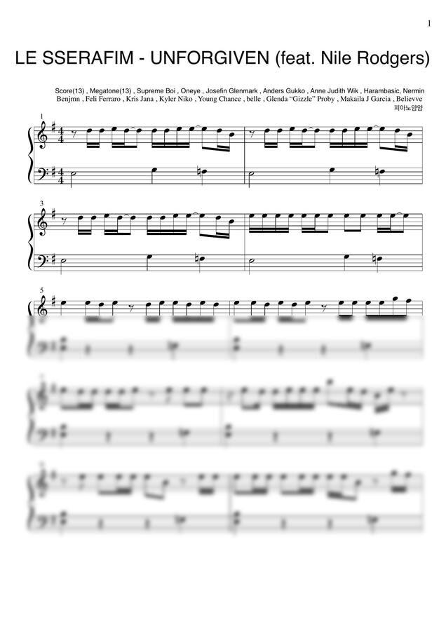 LE SSERAFIM (르세라핌) - UNFORGIVEN (feat. Nile Rodgers) by 피아노 얌얌0