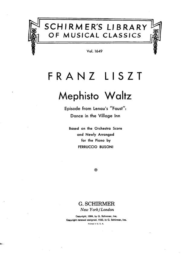 F. Liszt (리스트) - Mephisto Waltz (메피스토 왈츠)