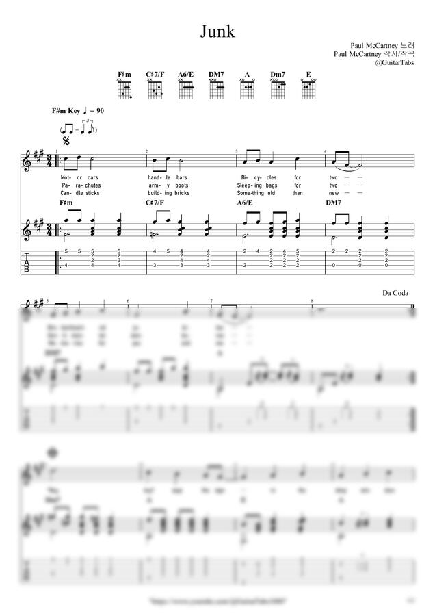 Paul McCartney - Junk by GuitarTabs0