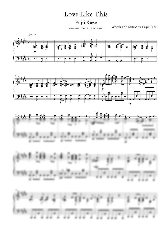 후지이 카제 - Love Like This by THIS IS PIANO 1p 미리보기