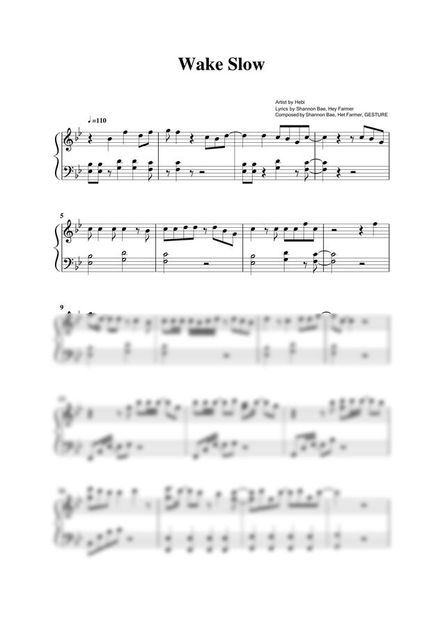 Hebi(헤비) - Wake Slow 피아노 악보 by 애용김애용0